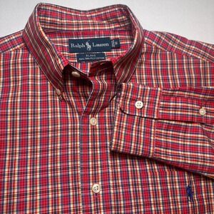 Ralph Lauren Blake Shirt Mens Small Red Tatershell Plaid Checkered‎ Long Sleeve